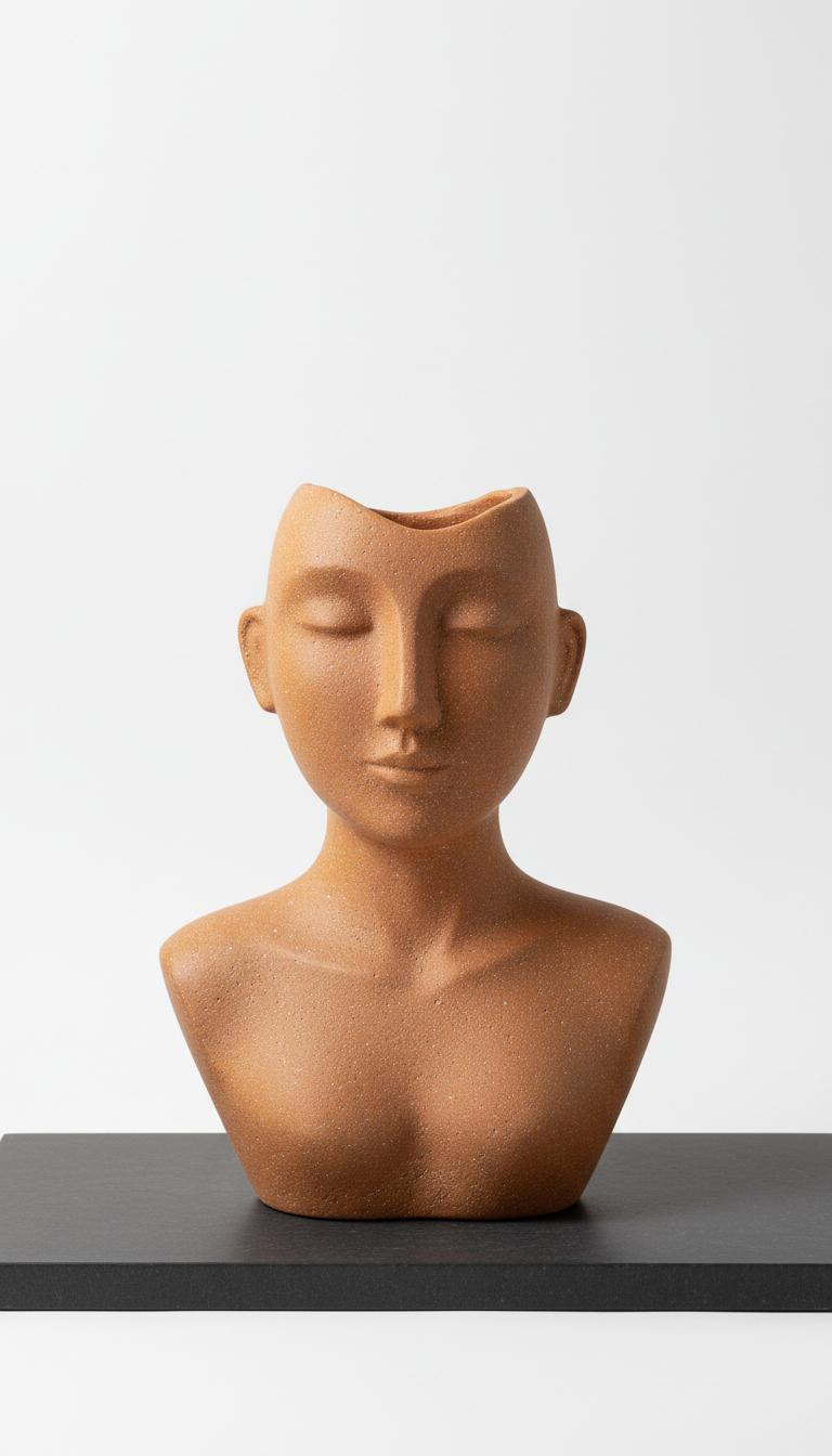 Vase sculpture accent en terre cuite