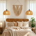 Scandinavian Bamboo Wicker Pendant Lamp — Woven Ceiling Light for Entryway, Hallway & Cafe