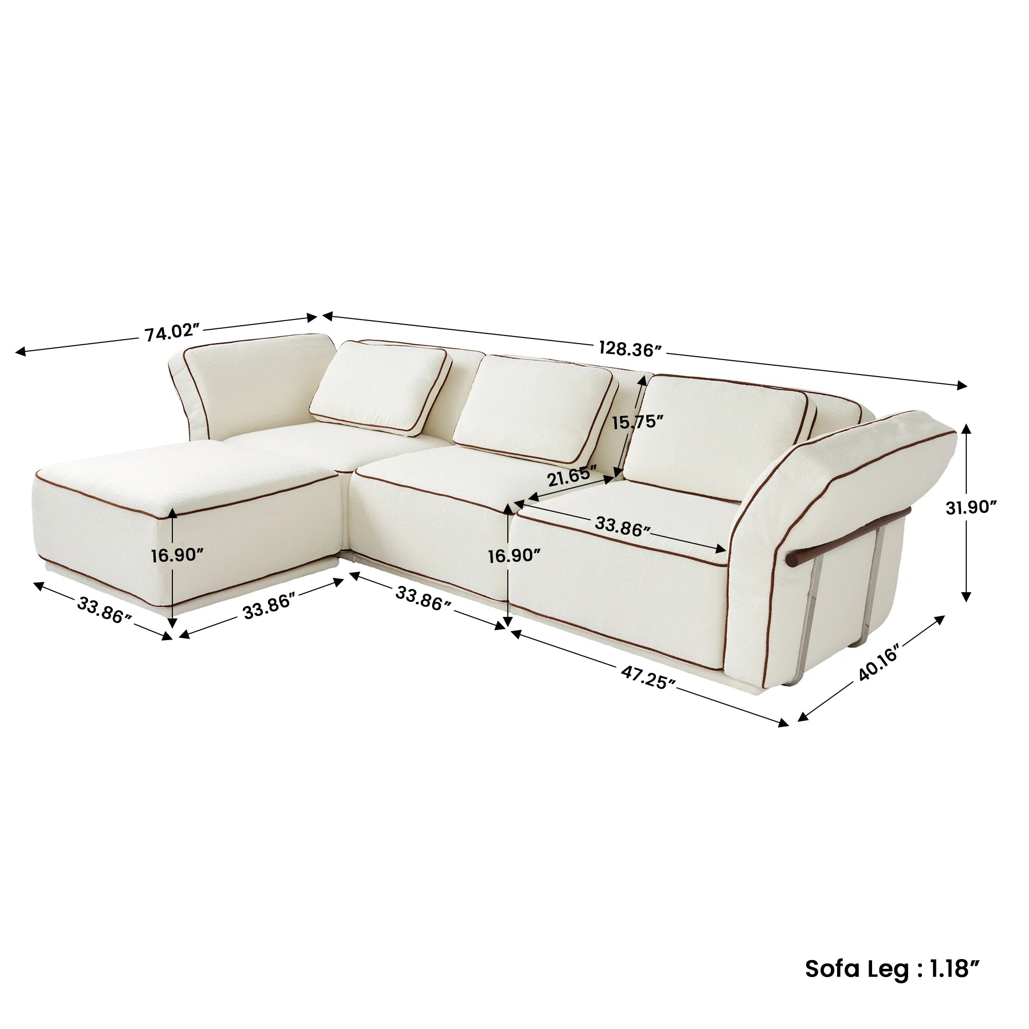 Luxury Minimalist Modular Sectional Sofa, Boucle Fabric