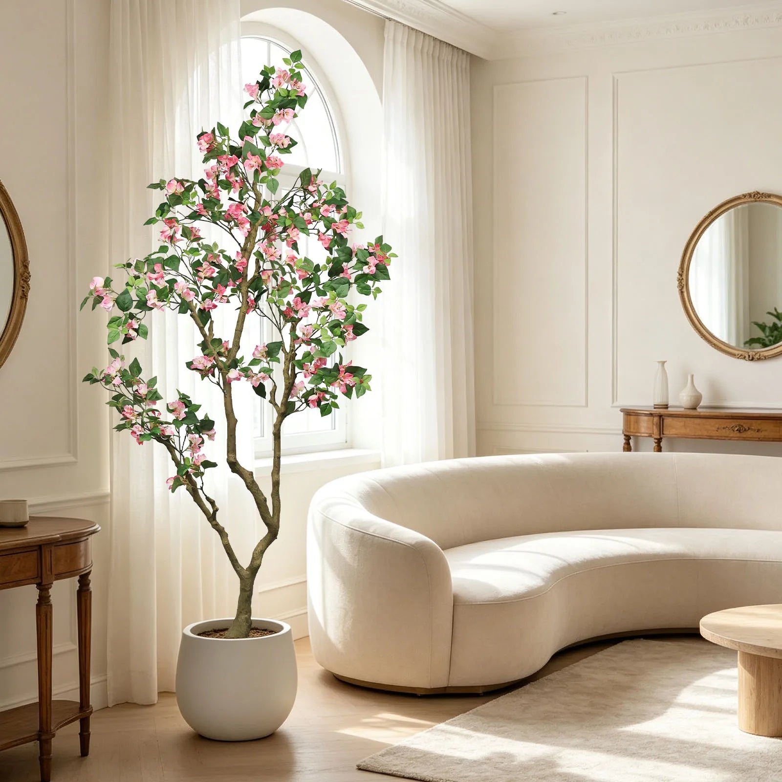 7FT Artificial Bougainvillea Tree, Faux Pink Flower Plant