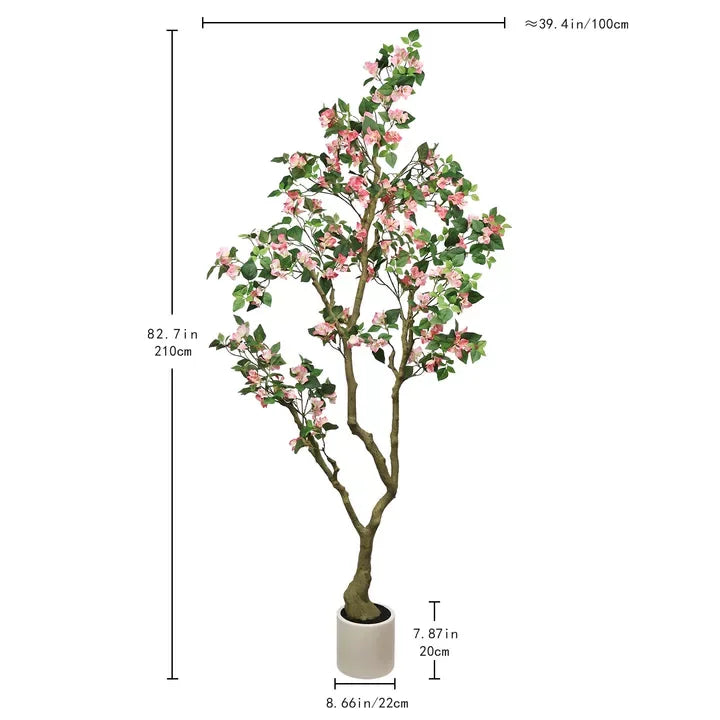 7FT Artificial Bougainvillea Tree, Faux Pink Flower Plant