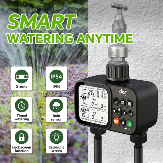 Programmable Digital Garden Water Timer, 2-Outlet
