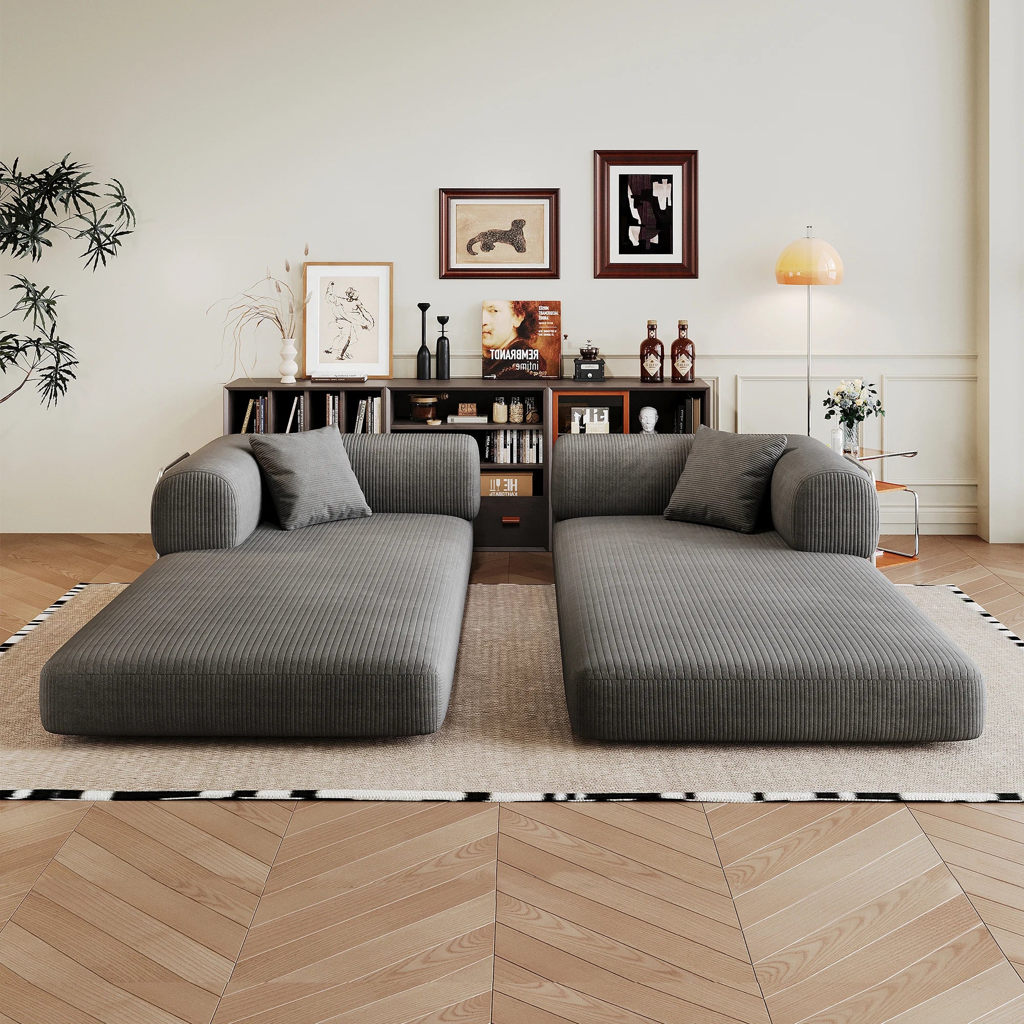 Modern Chenille Futon Sofa Bed with Pillow Back Support, 78.8"