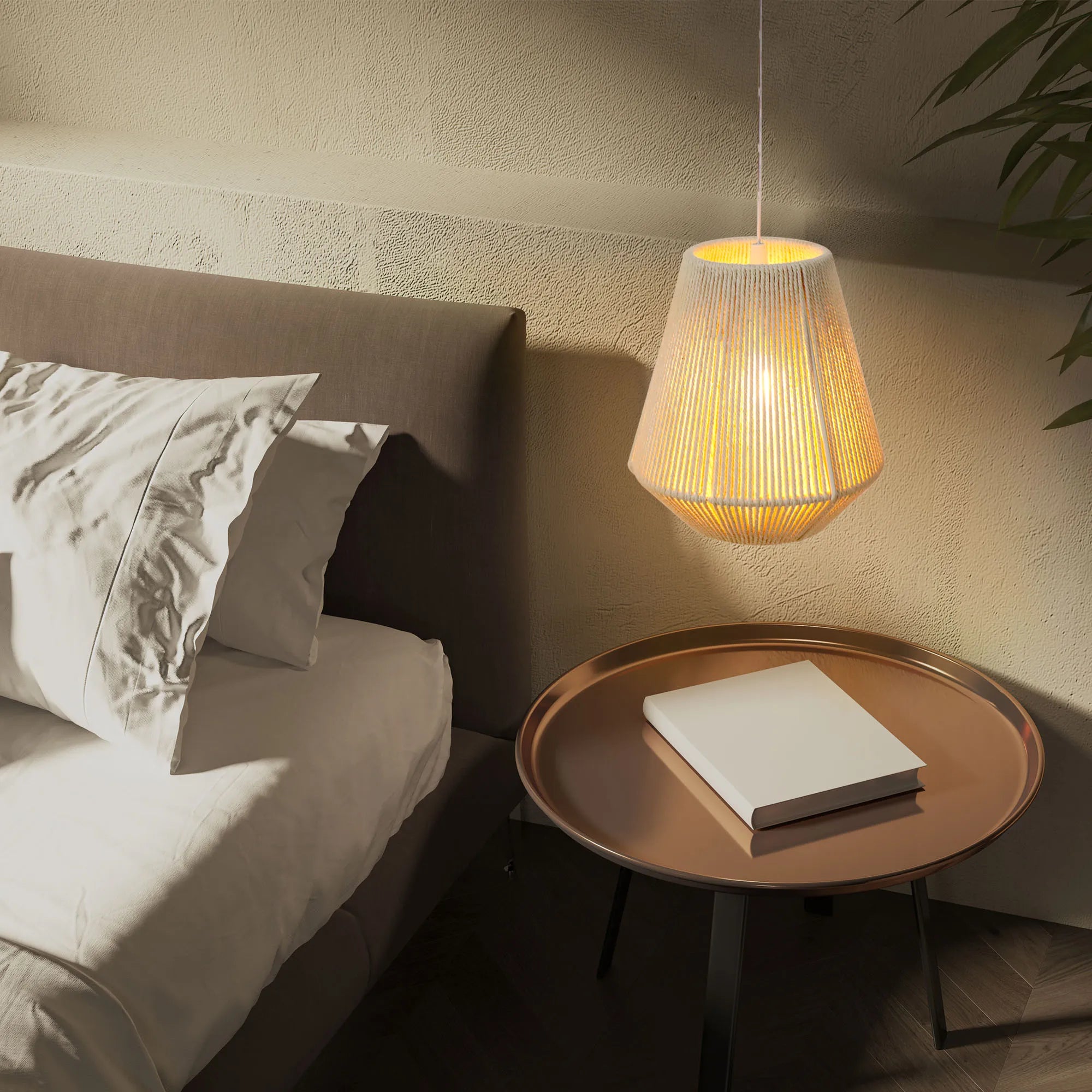 Battery-Operated Boho Pendant Lamp with Remote & Timer