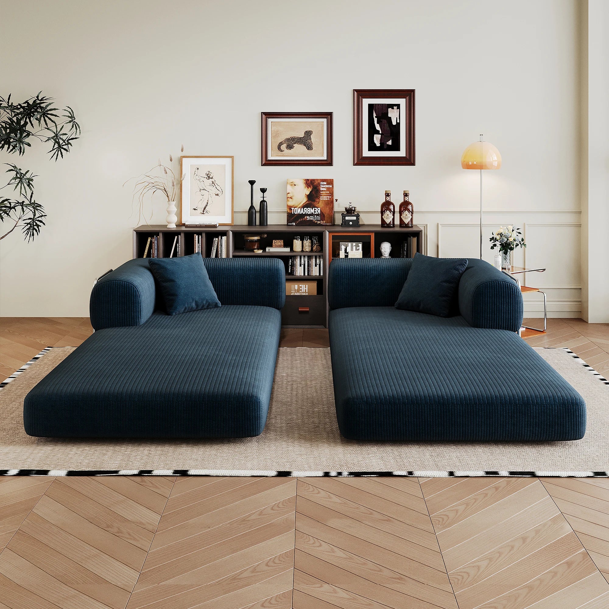 Modern Chenille Futon Sofa Bed with Pillow Back Support, 78.8"