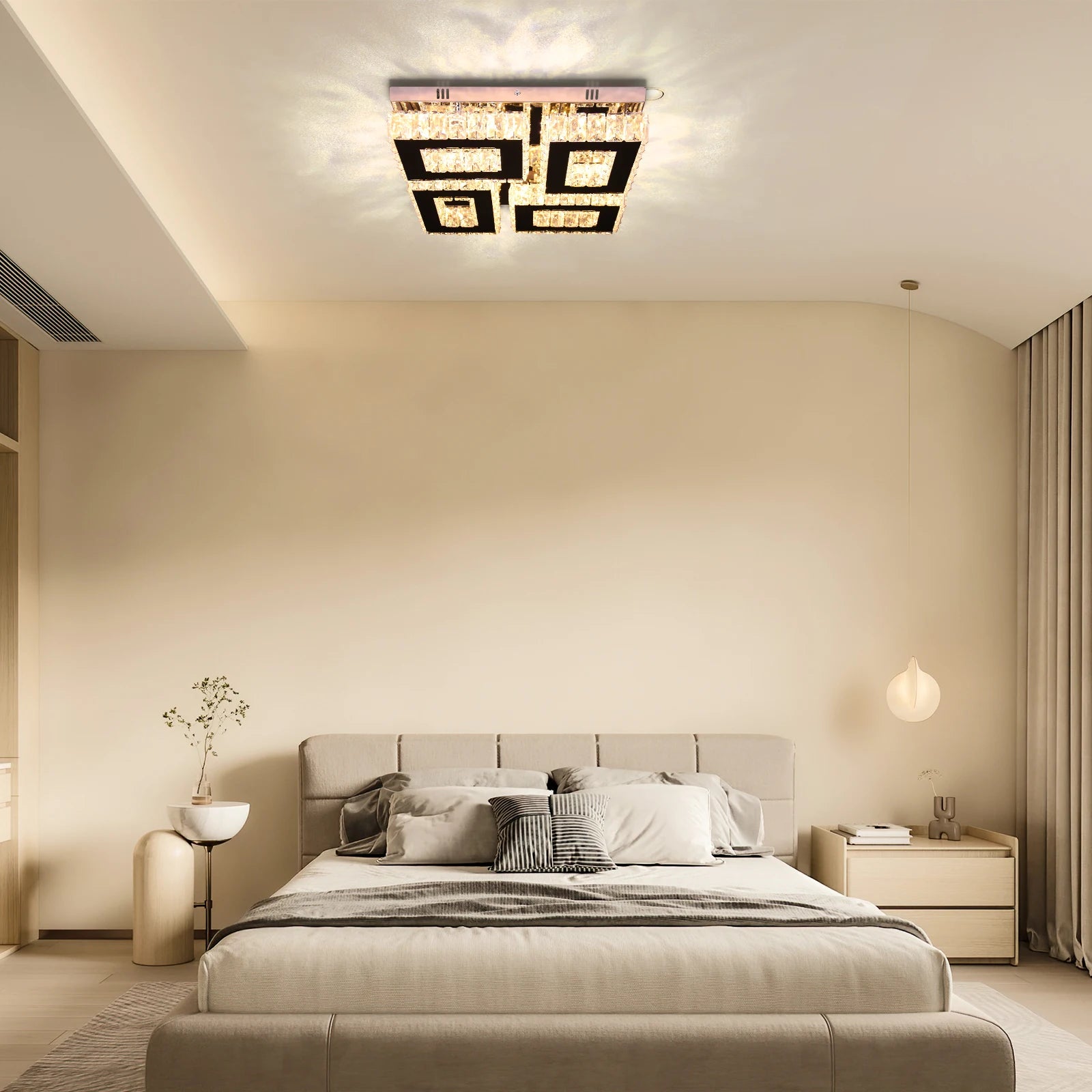 Modern Creative LED Ceiling Light for Living Room, Square Design, Adjustable Warm-to-Cool White (3000K–6000K)