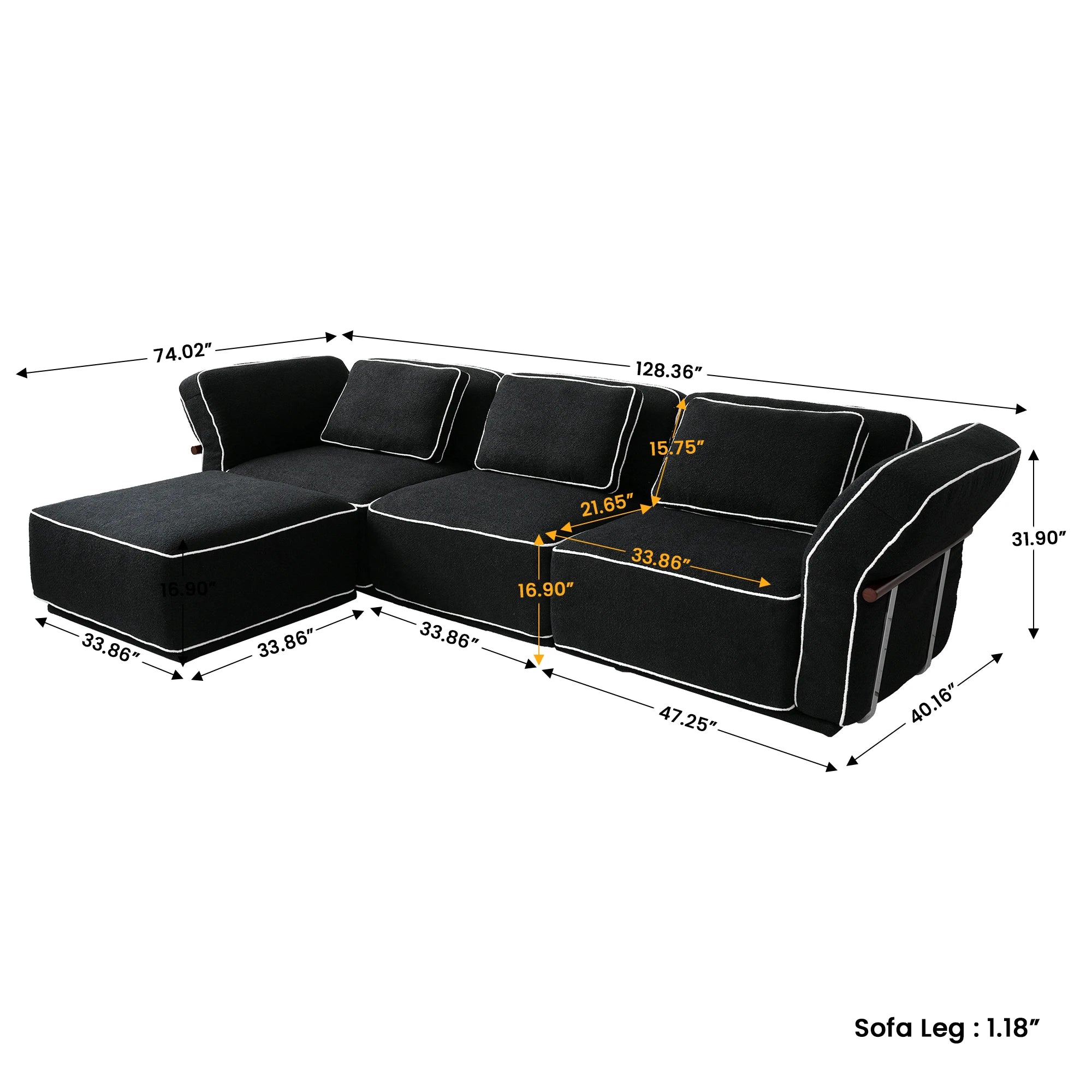 Luxury Minimalist Modular Sectional Sofa, Boucle Fabric