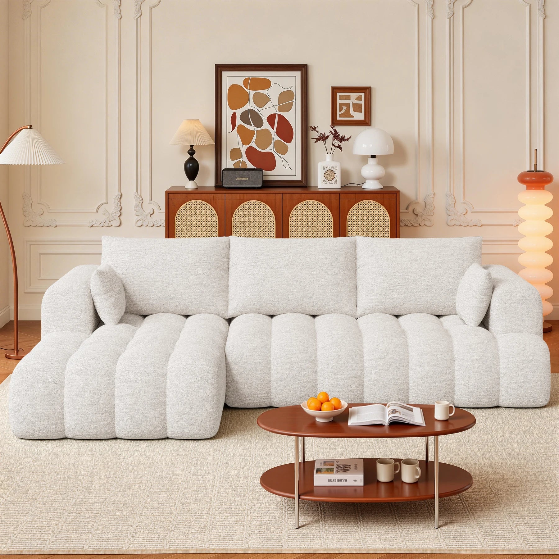 Modern Chenille L-Shape Sectional Sofa — 3-Seat, No Assembly, Non-Slip Apartment Sofa Bed