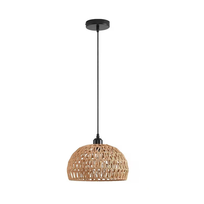 Scandinavian Bamboo Wicker Pendant Lamp — Woven Ceiling Light for Entryway, Hallway & Cafe