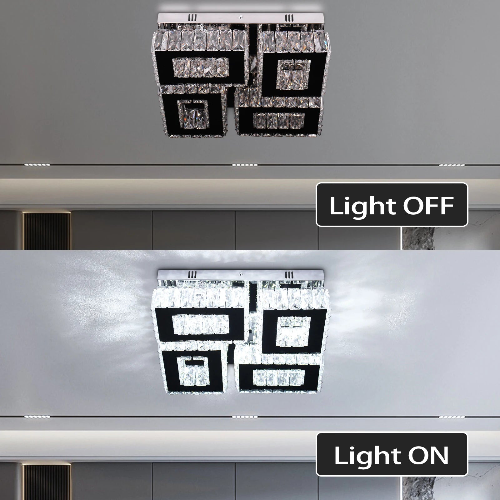 Modern Creative LED Ceiling Light for Living Room, Square Design, Adjustable Warm-to-Cool White (3000K–6000K)