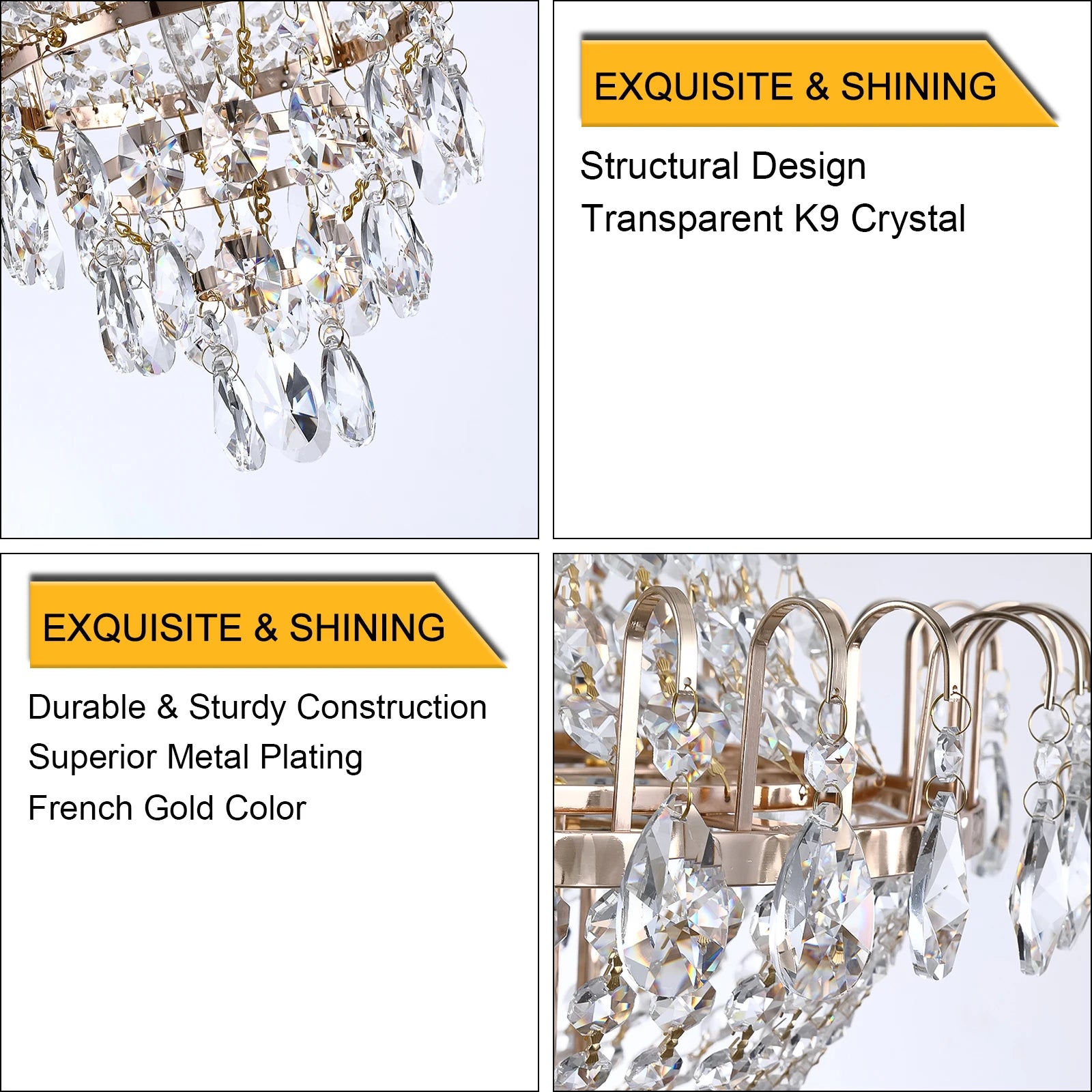 Golden 7-Light Crystal Chandelier, European Retro Style