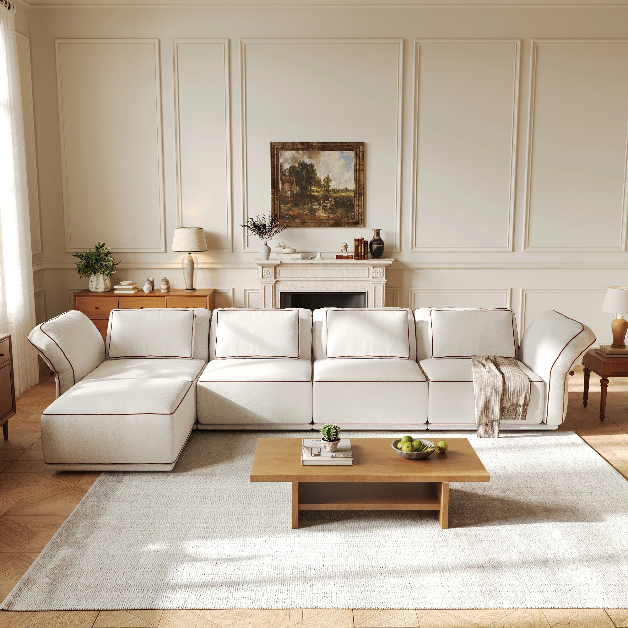Luxury Minimalist Modular Sectional Sofa, Boucle Fabric