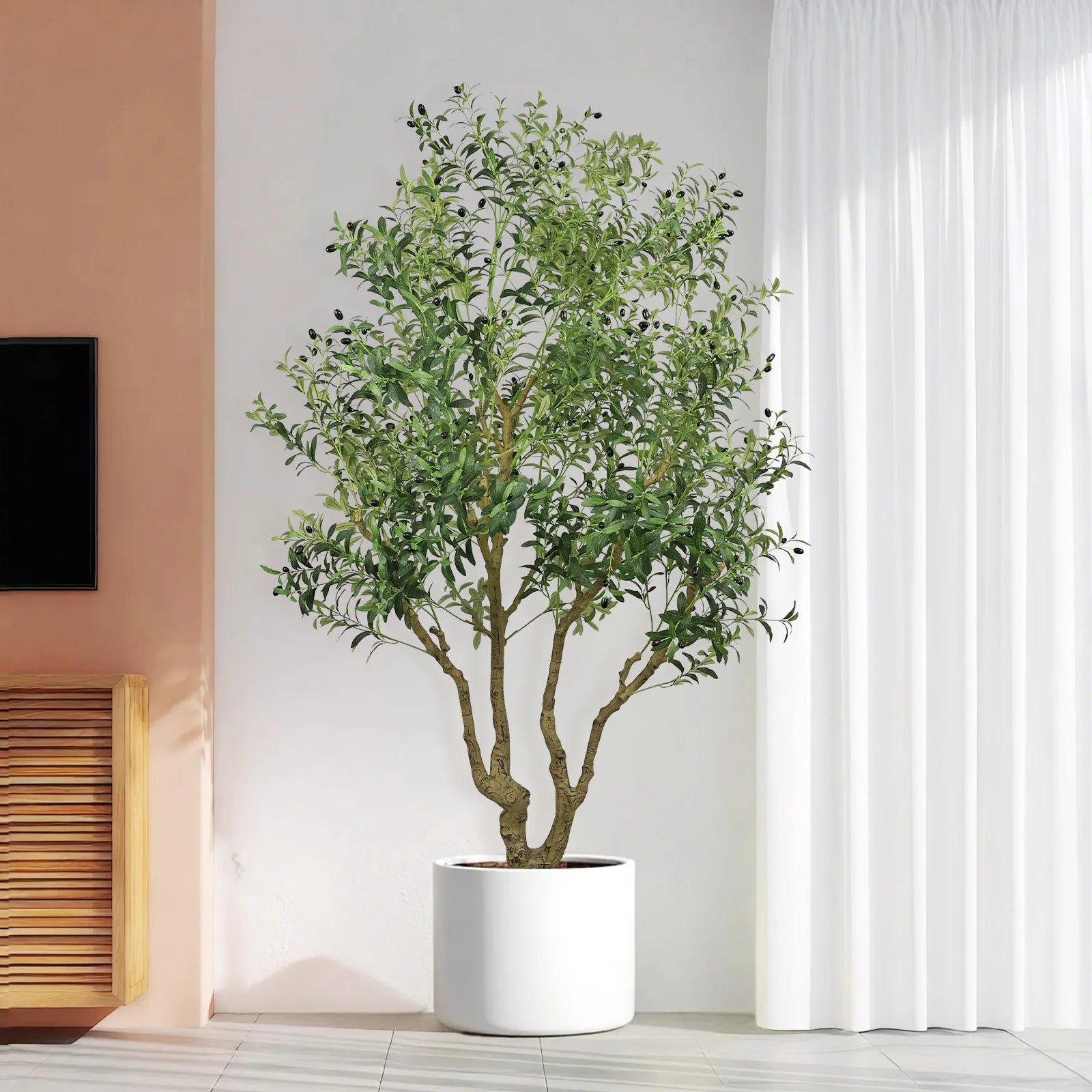 8FT Artificial Olive Tree, Faux Potted Plant