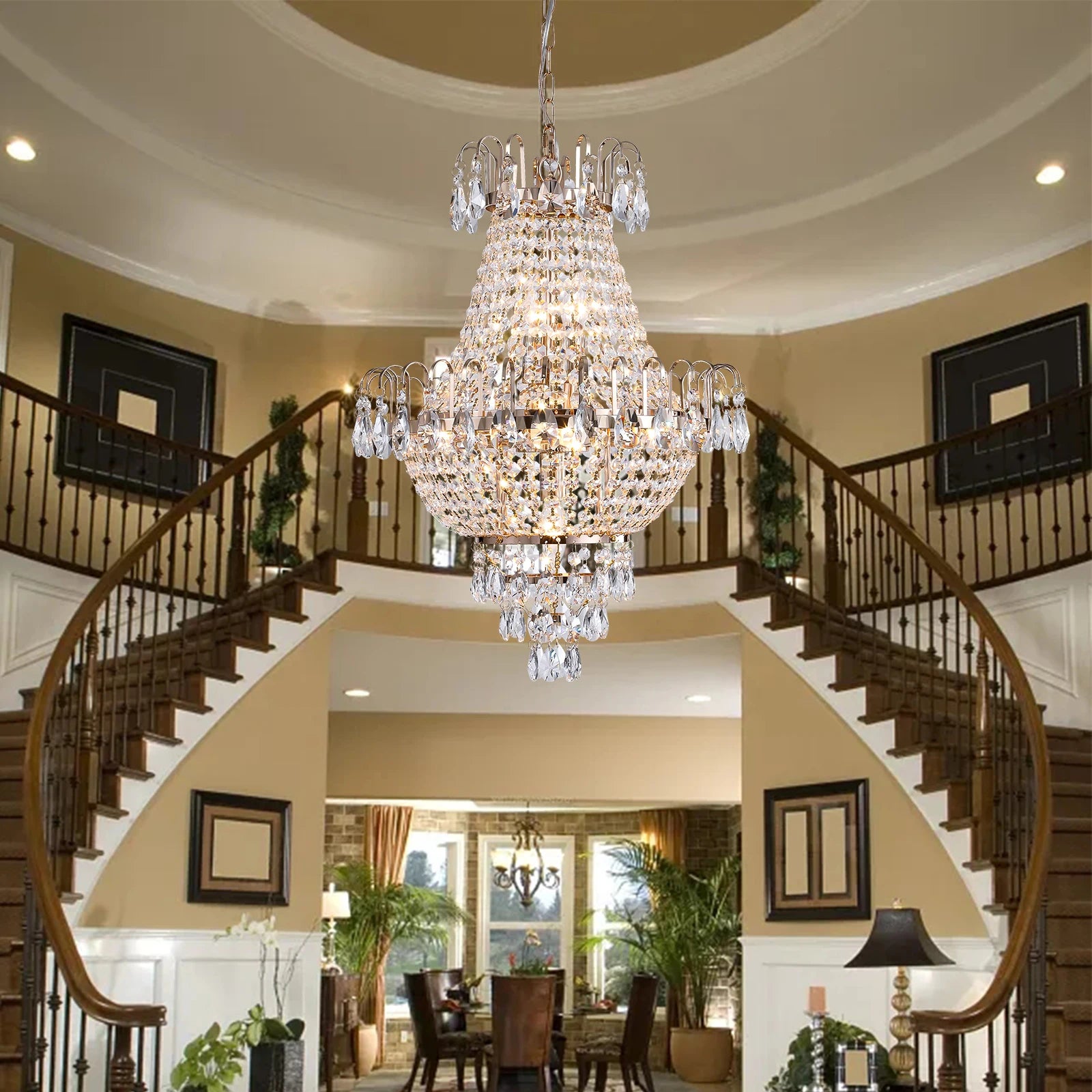 Golden 7-Light Crystal Chandelier, European Retro Style